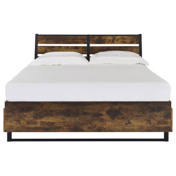 Acme Juvanth Queen Bed With Storage Rustic Oak and Black Finish