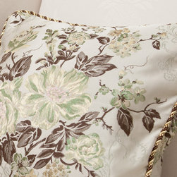 Fabric decorative pillow - large green floral pattern - Decorative Pillows