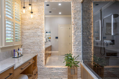 Example of a trendy bathroom design in Raleigh