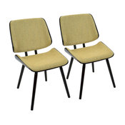 Lombardi Mid-Century Modern Dining/Accent Chairs, Set of 2, Espressso and Yellow