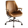 Benzara BM163558 Metal & Leatherette Executive Office Chair, Coffee Brown