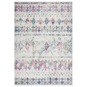 Power Loomed Area Rug With Brilliant Geometric Pattern, Gray-Purple/9' X 12'