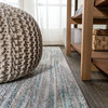 Loom Modern Strie' Area Rug, Gray/Turquoise, 2'x8'