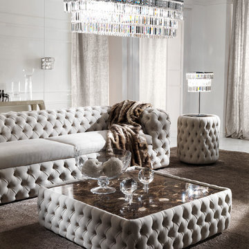 Modern Button Upholstered Nubuck Leather Square Coffee Table