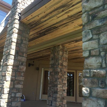 Concealed System with aBeatle Kill Pine Ceiling in Castle Pines