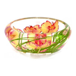 Yellow/Red Phalaenopsis Flower Bowl - Home Decor