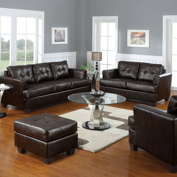 Platinum Sofa Set, Brown Bonded Leather