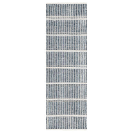Dash & Albert Malta Blue Handwoven Wool Rug, Blue, Runner-2'6" x 8'