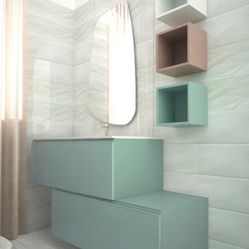 INTERIOR DESIGN - bagno verde e cipria