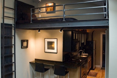 Photo of an industrial home design in Portland Maine.
