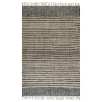 5' x 8' Coronado Gray and Natural Stripe Flatweave Area Rug