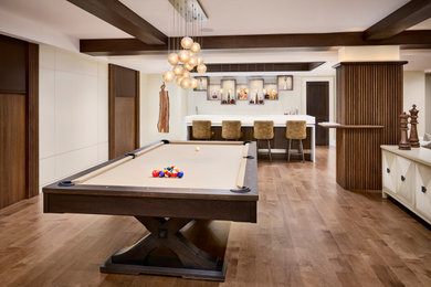 Example of a transitional family room design in Toronto