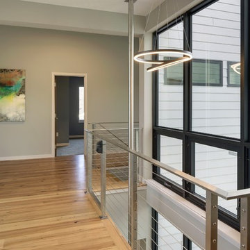 Antique Elm Flooring in a Modern Hallway