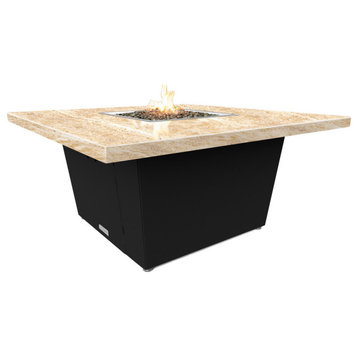 Square Fire Pit Table, 44x44, Chat Height, Propane, So Cal Special Top, Black