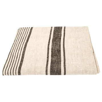 Linen Prewashed Provence Tablecloth, Black, 178x275cm