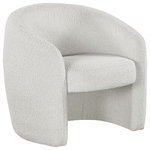 Meridian Furniture - Acadia Boucle Fabric Upholstered Accent Chair, Cream - Bring a comfy yet unexpected element to your room with this Acadia boucle fabric accent chair. This handsome accent chair offers plush seating to pamper you in lavish comfort while you relax and unwind. The rich cream boucle fabric is soft to the touch, giving the chair an inviting feel. A rounded back and minimalist design components make this chair a must-own piece for a contemporary space.