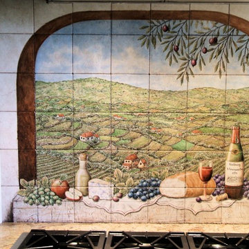 "Portuguese Vista-Solberg Vineyards" decorative kitchen backsplash tile mural