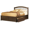 Eco-friendly Panel Bed With 2-Drawer, Walnut Finish, Queen, 84.75"x63.5x47.25"