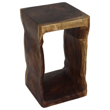 Haussmann Wood Natural Stool End Table 12 In Sq X 20 In High Walnut Oil