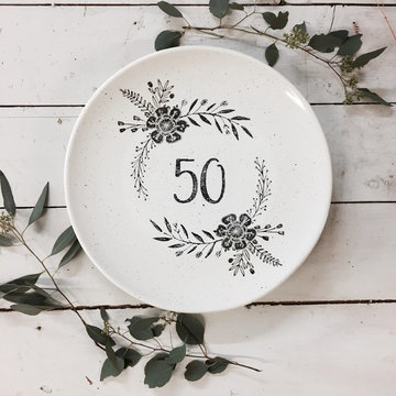 Hand Painted 50th Anniversary Serving Plate