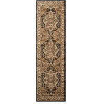 Nourison - Delano Persian Area Rug, Black, 2'2"x7'6" Runner - A handsomely stylized medallion motif, framed by the elegant lines of a traditional diamond panel design. On a sleek and sophisticated field of ebony, the perfect area rug to bring an irresistible fashion flair to that special room in your home. Expertly power-loomed from top quality polypropylene yarns for luxuriously supple texture and years of lasting beauty.