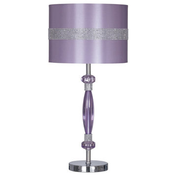 Benzara BM230989 Acrylic and Metal Base Table Lamp With Fabric Shade, Purple