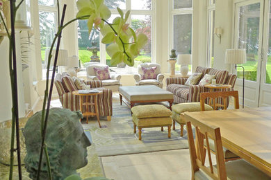This is an example of a traditional sunroom in London.
