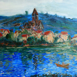 Village On The Water (France), Jim Waters - Paintings
