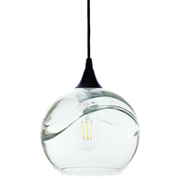 Swell Pendant Form No. 767, Clear Glass Shade, Black Hardware, 4W LED