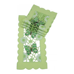 Xia Home Fashions - Emerald Mariposa 8"x15" Traycloth, Set of 4 - Placemats