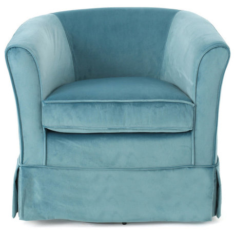 GDF Studio Hamilton Fabric Swivel Chair With Loose Cover, Sky Blue