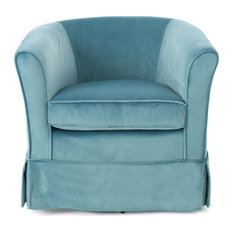 GDF Studio Hamilton Fabric Swivel Chair With Loose Cover, Sky Blue
