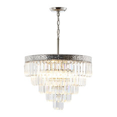 Wyatt 22.5" 4-Light Crystal Chandelier, Polished Nickel and  Clear