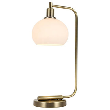 Woodbridge Lighting Austin 1-Light Glass Table Lamp in Brass/Opal