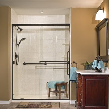 Tile Wall Panels in Traditional Pattern (Wall Color: Ivory Marble; Pattern: Newp