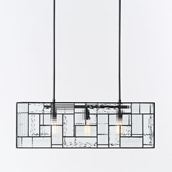Industrial Textured Glass Pendant - Rectangle - Pendant Lighting