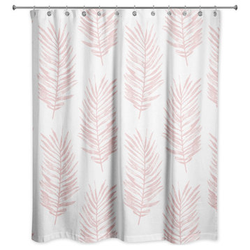 Pink Fern Leaves 71x74 Shower Curtain