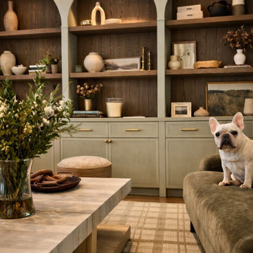 Custom Arched Built-In Cabinets with Gallery Lighting | Jacksonville Living Room