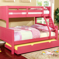 PRISMO II KIDS PINK TWIN FULL TRUNDLE BUNK BED - Kids Beds