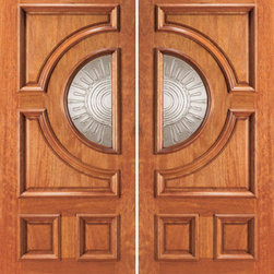Front Double Door Mahogany Radius Lite - Front Doors
