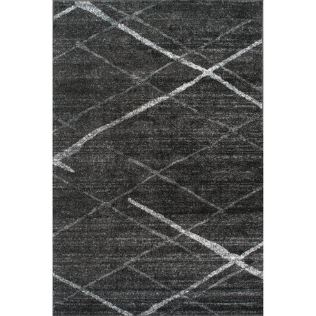Nuloom Thigpen Striped Contemporary Area Rug, Charcoal 7'6"x9'6"