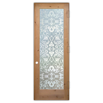 Interior Prehung Door or Interior Slab Door - Floweret - Alder Knotty - 24"...
