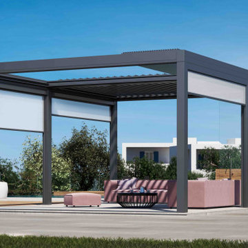 Design Idea - Aerolux Pergola with Zip Screens and Sliding Glass Doors