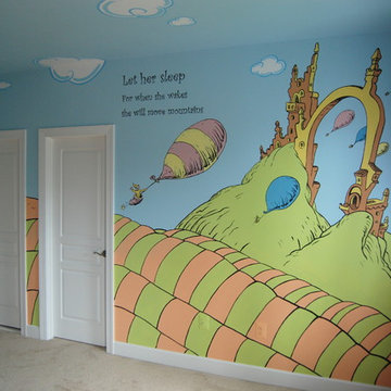 Oh, The Places You'll Go! Dr. Seuss Mural throughout a nursery