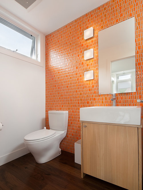 Photos et idées déco de WC et toilettes avec un carrelage orange