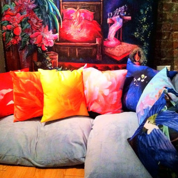 Chakra Flower Throw Pillows and Room Painting