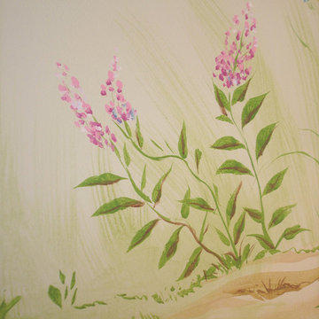 Custom Mural. Baby Room. Farm, fields and wild flowers theme.