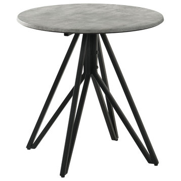 Hadi Round End Table With Hairpin Legs Cement and Gunmetal