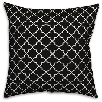 Black and White Quatrefoil 16x16 Throw Pillow
