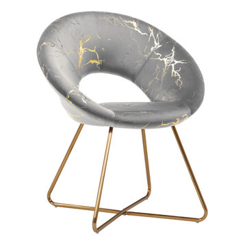 1 x Luxe Hot Stamped Velvet Papasan Accent Chair, Grey